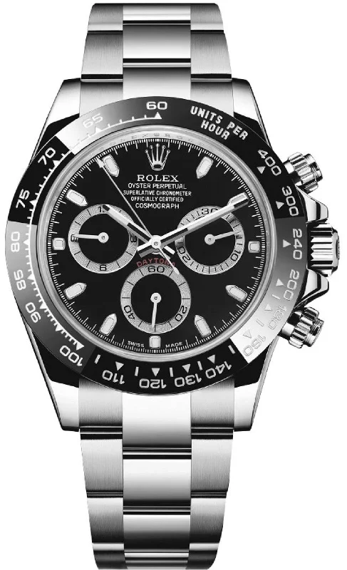 Replica Rolex Cosmograph Daytona Men's Black Dial Watch 116500LN