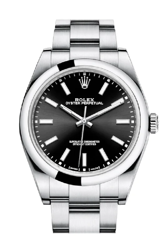 Rolex OYSTER PERPETUAL 39 Black Dial Men's Watch 114300