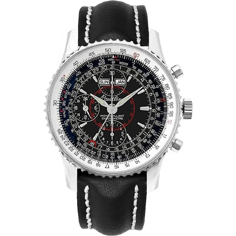 Breitling Men's A2133012-B571-435X Montbrillant Datora Chronograph Black Leather Watch