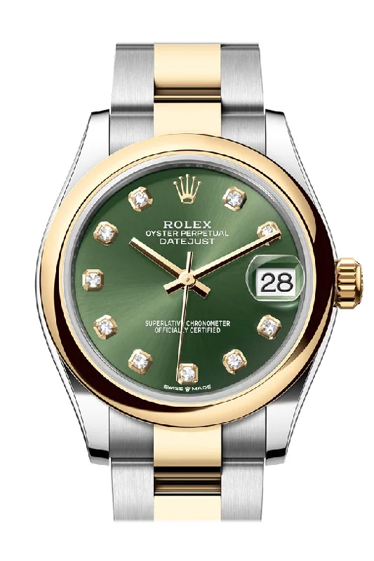 Rolex Datejust 31 Olive Green Diamond Dial Yellow Gold Steel Ladies Watch 278243 278243-0029