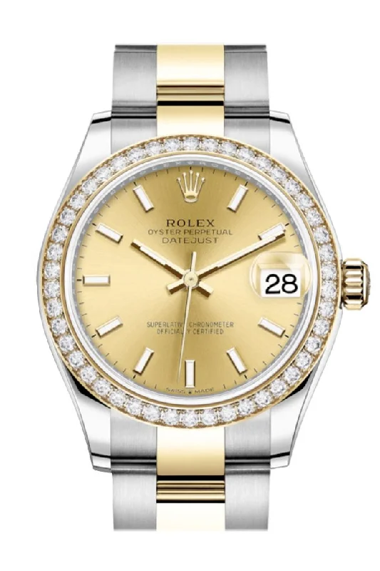 Rolex Datejust 31 Champagne Dial Diamond Bezel Yellow Gold Two Tone Watch 278383RBR 278383