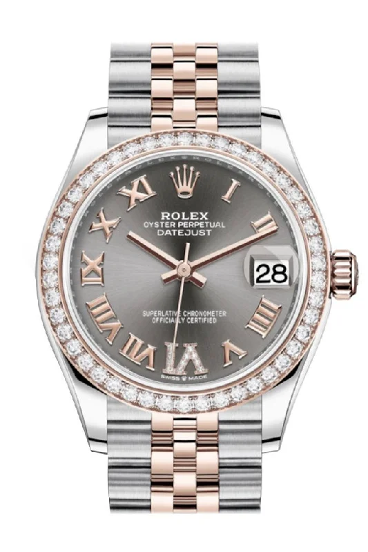 Rolex Datejust 31 Rhodium VI Diamonds Dial Diamond Bezel Rose Gold Two Tone Jubilee Watch 278381RBR 278381