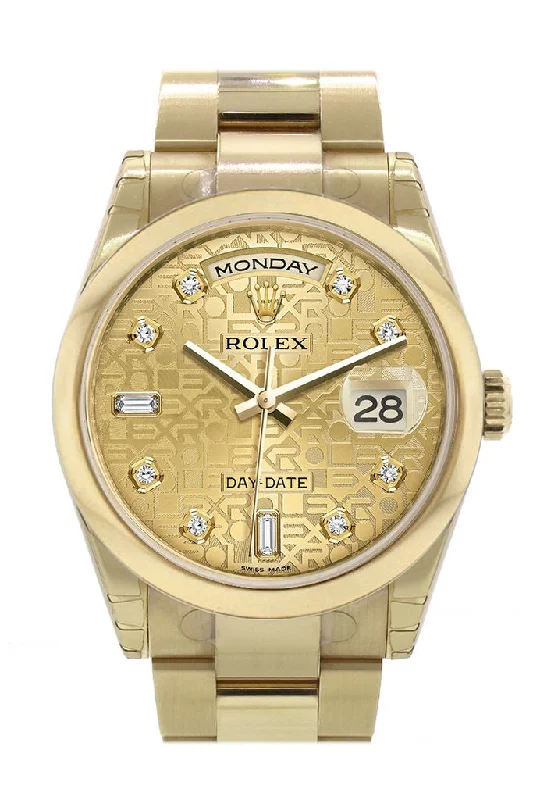 Rolex Day-Date 36 Champagne Jubilee Diamonds Dial Yellow Gold Watch 118208