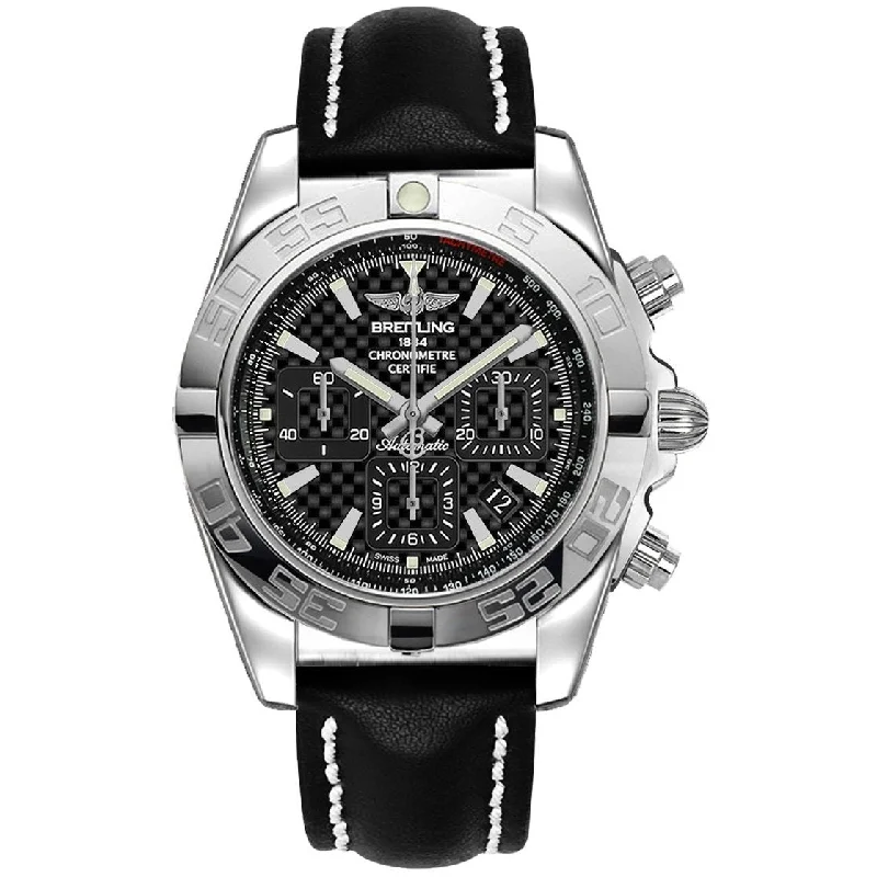 Breitling Men's AB011012-BF76-435X Chronomat 44 Chronograph Black Leather Watch