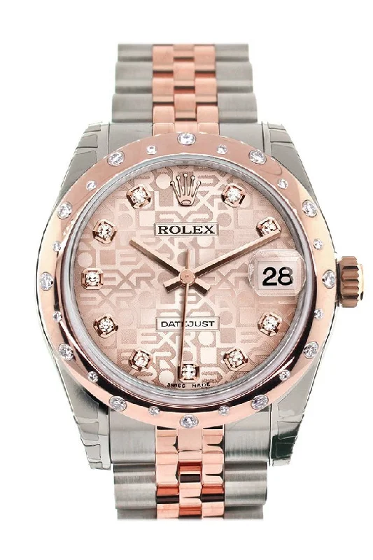 Rolex Datejust 31 Pink Jubilee Diamond Dial 18K Rose Gold Two Tone Ladies Watch 178341