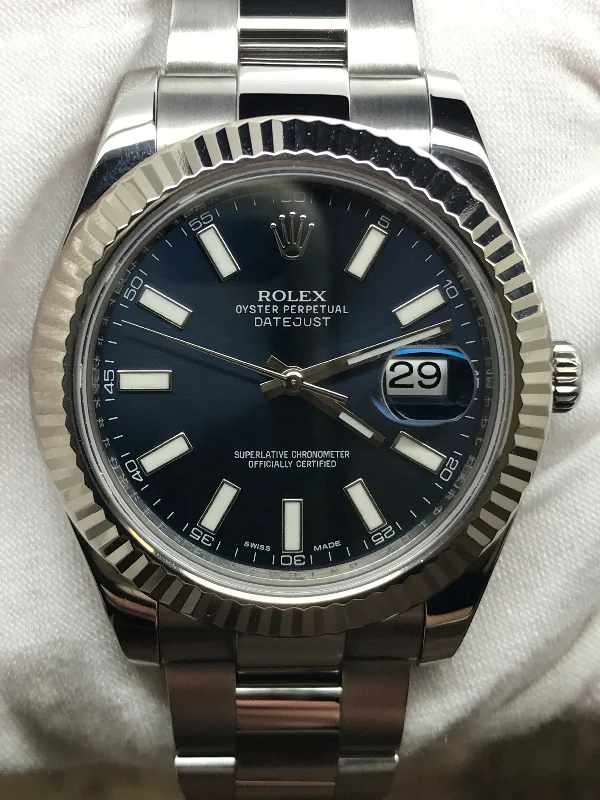 Rolex Datejust II 41mm B&P 116334 Blue Dial Automatic Men's Watch