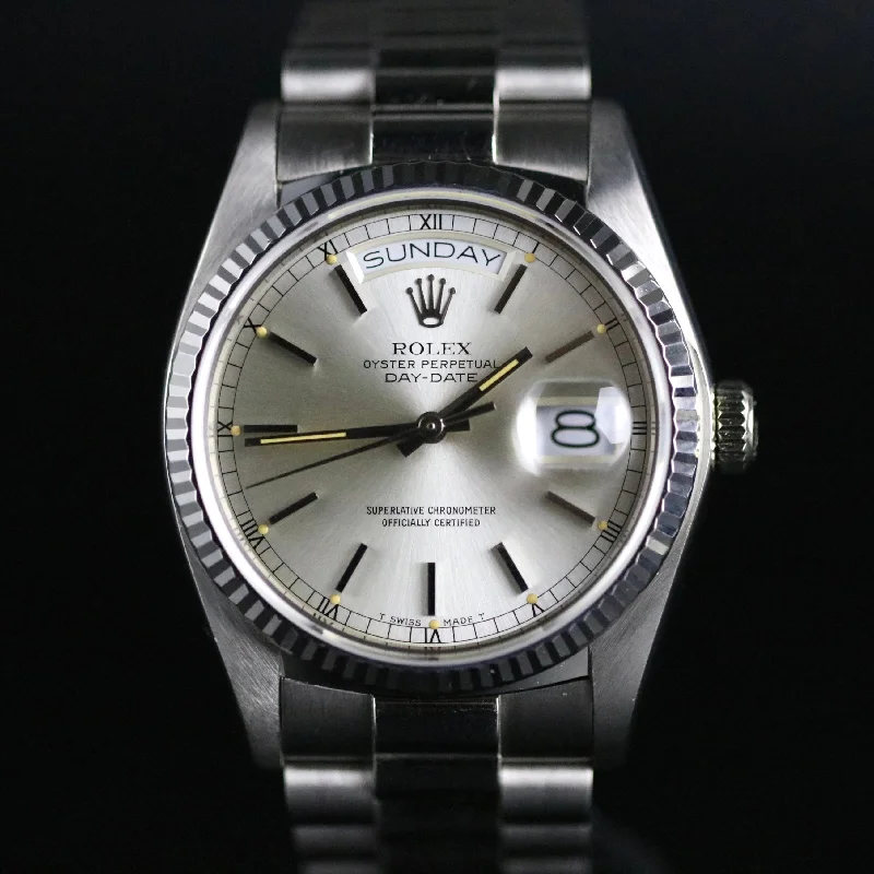 1982 Rolex 18039 18K White Gold Daydate 36mm Single Quick