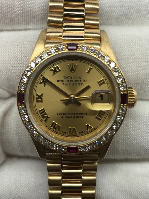 Rolex President 26mm Custom Bezel 69178 Champagne Dial Automatic Women's Watch