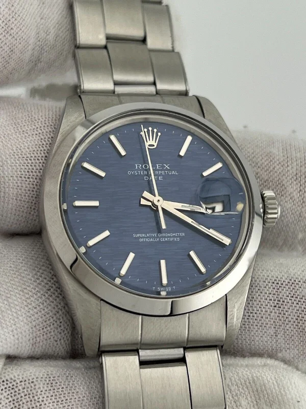 Rolex Date 1500 34mm Blue Mosaic Dial Stainless Steel