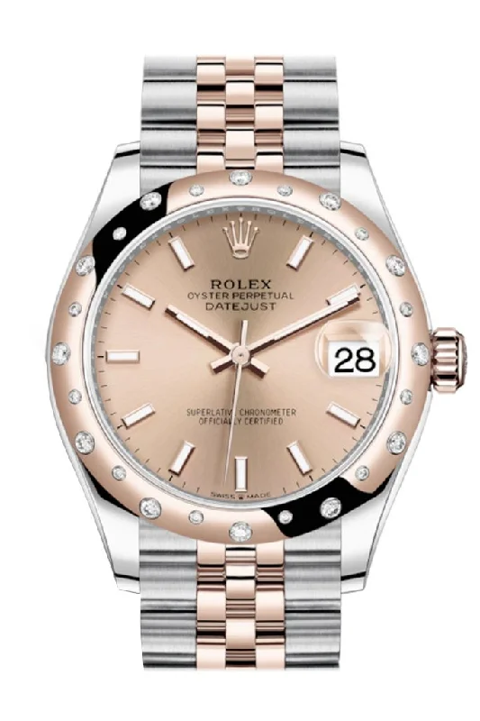 Rolex Datejust 31 RosŽ colour Dial Diamond Bezel Jubilee Rose Gold Two Tone Watch 278341RBR 278341