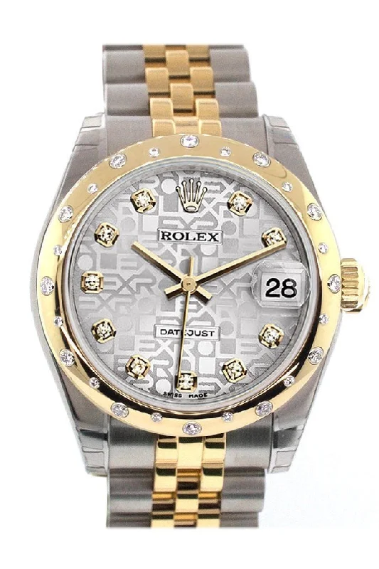 Rolex Datejust 31 Silver Jubilee Diamond Dial Diamond Bezel 18K Gold Two Tone Jubilee Ladies 178343