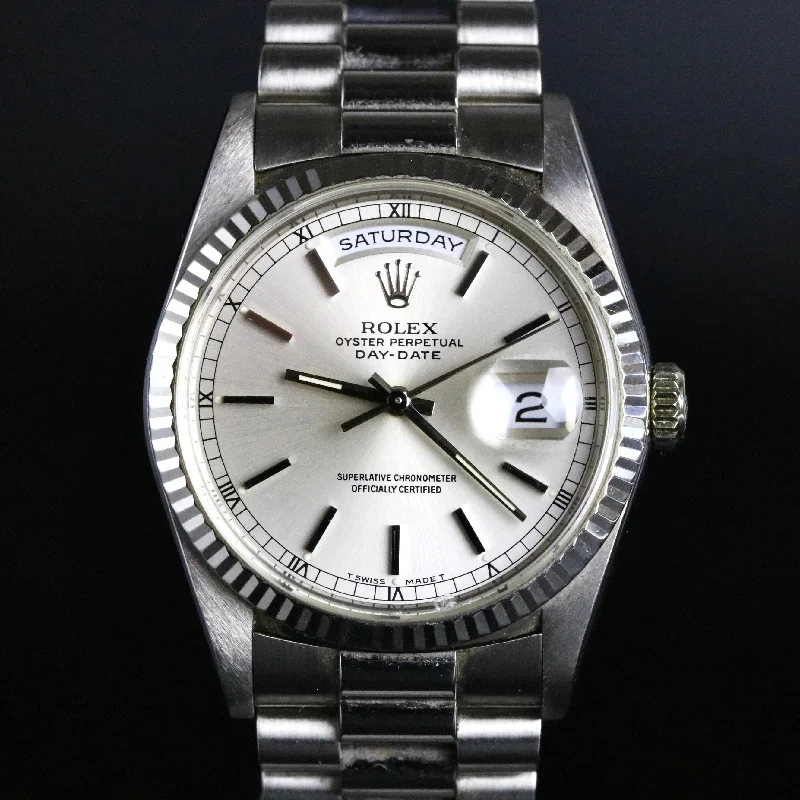 1990 Rolex 18239 Daydate 36mm 18K White Gold