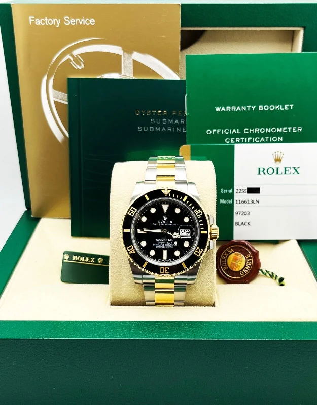 Rolex Submariner 116613 Black Ceramic 18k Yellow Gold Steel Box Paper 2015