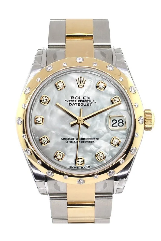 Rolex Datejust 31 Mother of Pearl Diamonds Dial Diamond Bezel 18K Gold Two Tone Ladies 178343