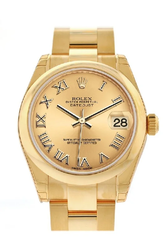 Rolex Datejust 31 Champagne Roman Dial 18K Yellow Gold Ladies Watch 178248