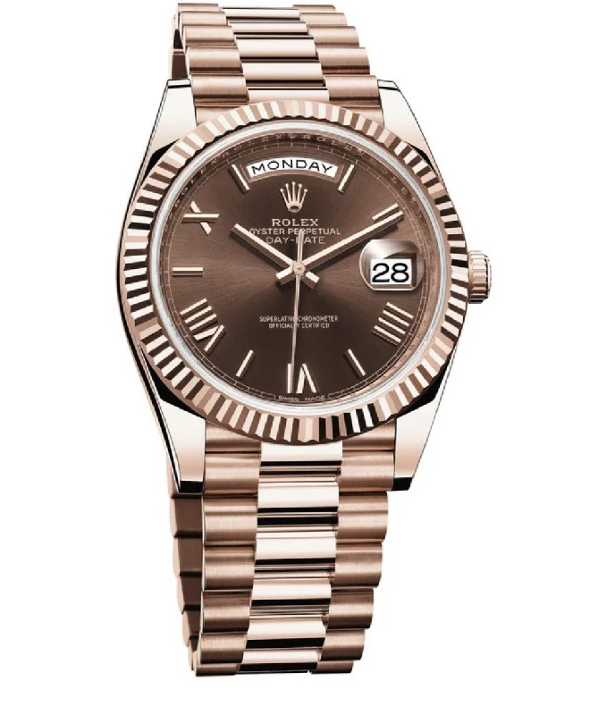 Replica Rolex Day-Date 40 Everose gold Chocolate Dial Watch m228235-0002