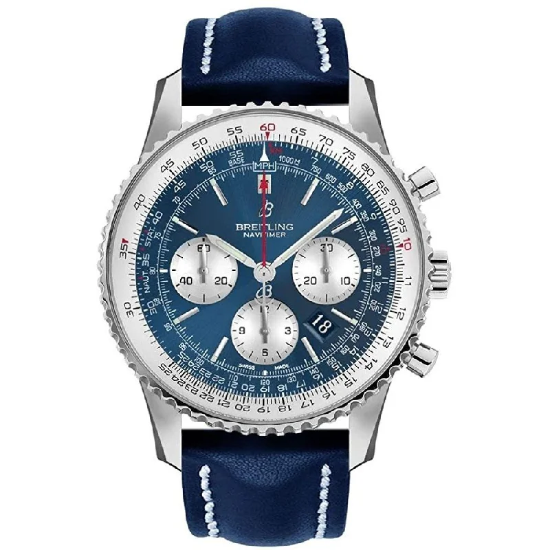 Breitling Men's AB012721-CA05-102X Navitimer 1 B01 Chronograph Blue Leather Watch