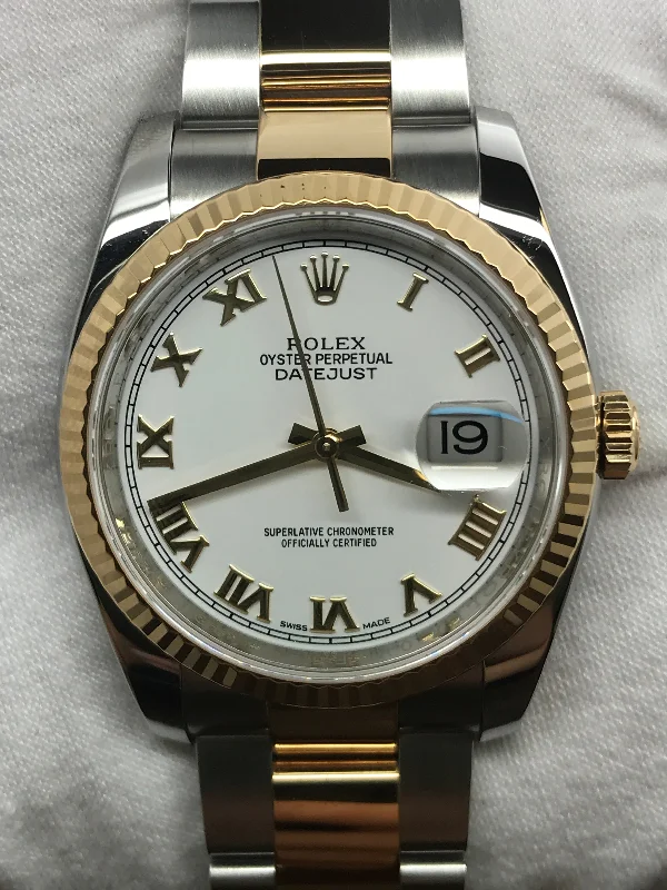 Rolex Datejust 36mm 116233 White Roman Dial Automatic Watch