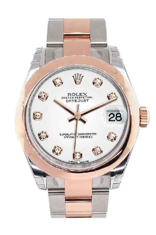 Rolex Datejust 31 White Diamond Dial 18K Rose Gold Two Tone Ladies Watch 178241