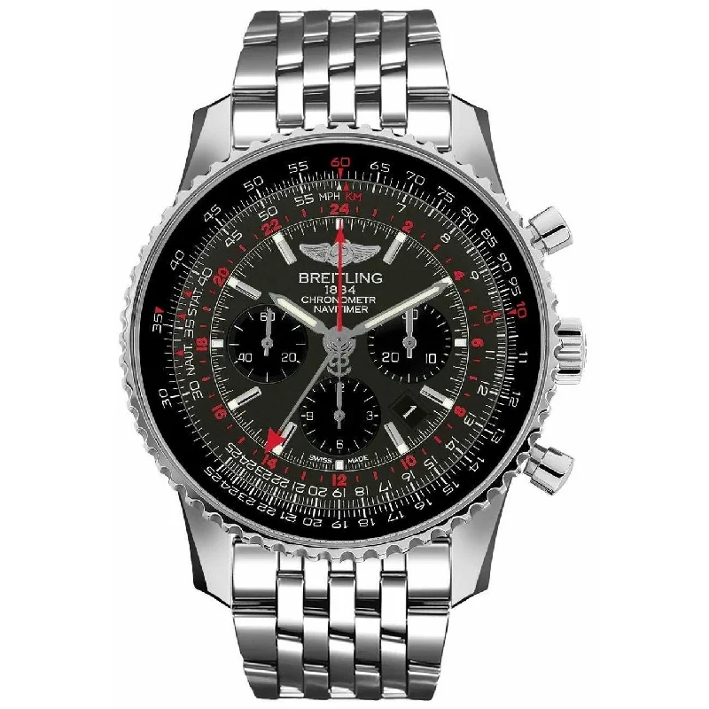 Breitling Men's AB04413A-F573-453A Navitimer GMT Chronograph Stainless Steel Watch