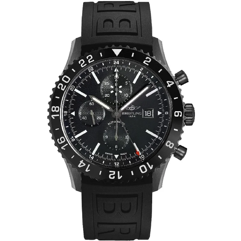 Breitling Men's M2431013-BF02-155S Chronoliner  Chronograph Black Rubber Diver Pro III Watch