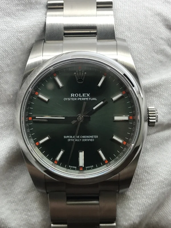 Rolex Oyster Perpetual 34mm 114200 Olive Green Dial Automatic Watch