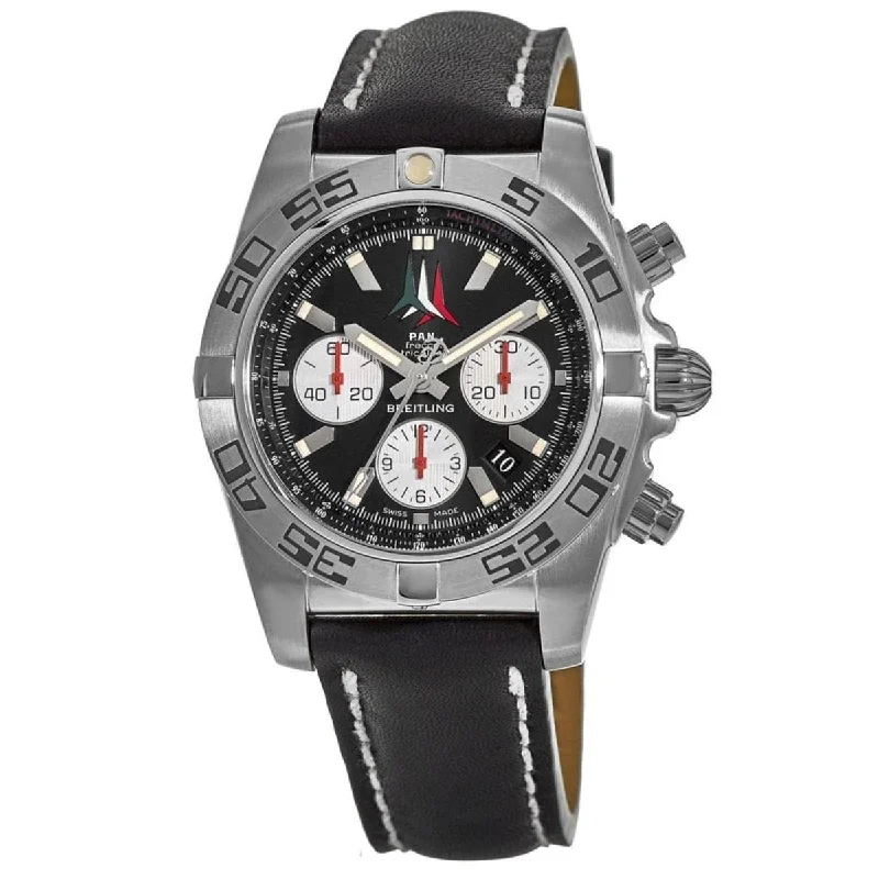 Breitling Men's AB01104D-BC62-435X Chronomat 44 Chronograph Black Leather Watch