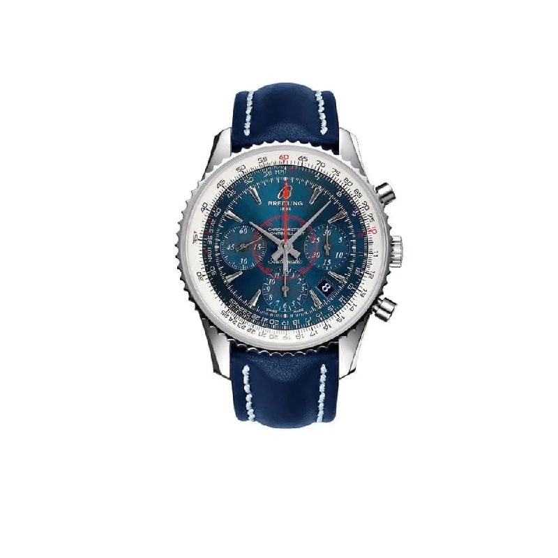 Breitling Men's AB0130C5-C894-115X Montbrillant 01 Chronograph Blue Leather Watch