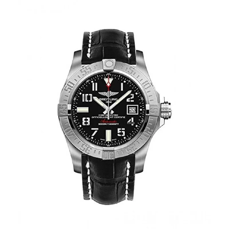 Breitling Men's A1733110-BC31-743P Avenger II Seawolf Black Leather Watch