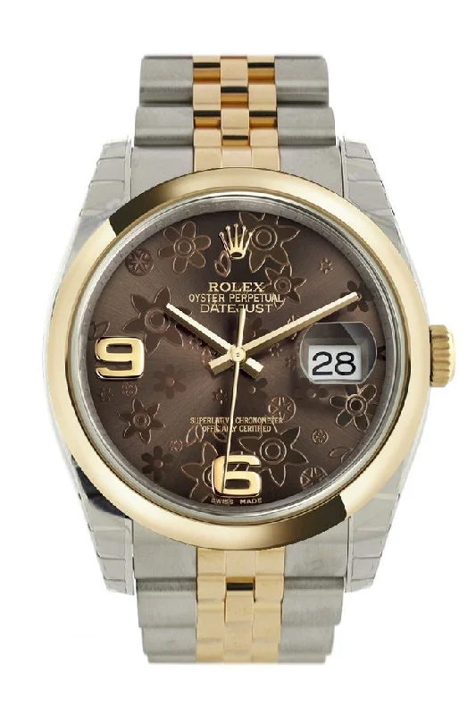 Rolex Datejust 36 Bronze floral motif Dial 18k Gold Two Tone Jubilee Watch 116203