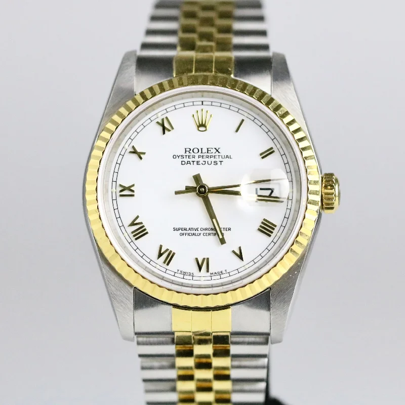 1987 Rolex 16233 Datejust 36mm White Roman Dial with Box & Papers