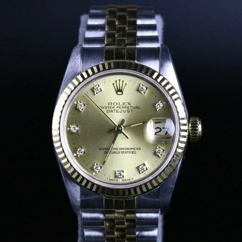 1991 Rolex 68273 Datejust 31mm Factory Diamond Dial with Box