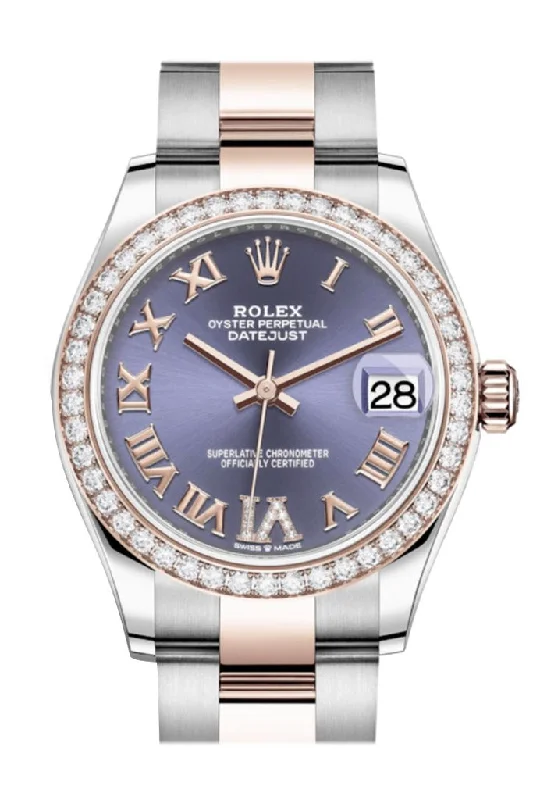 Rolex Datejust 31 Aubergine VI Diamonds Dial Diamond Bezel Rose Gold Two Tone Watch 278381RBR 278381