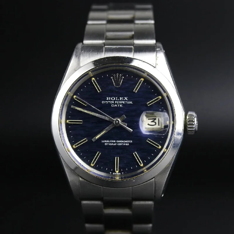 1967 ROLEX 1500 Oyster Perpetual Date Model Blue Mosaic Dial