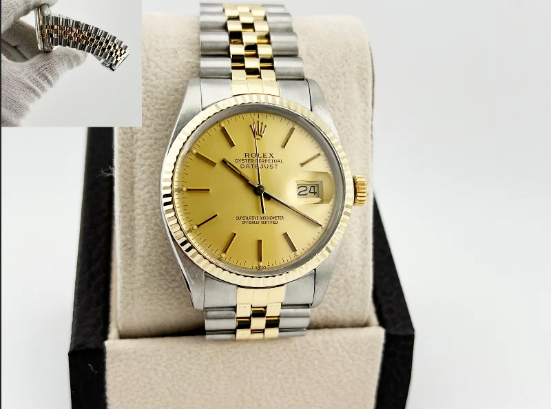 Rolex Datejust 16013 36mm Champagne Dial 18K Yellow Gold Stainless Steel