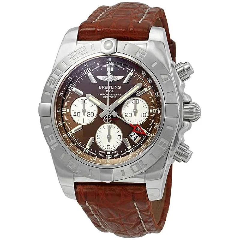 Breitling Men's AB042011-Q589-740P Chronomat 44 GMT Chronograph Brown Leather Watch