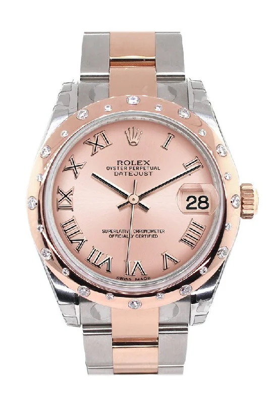 Rolex Datejust 31 Pink Roman Dial Diamond Bezel 18K Rose Gold Two Tone Ladies Watch 178341