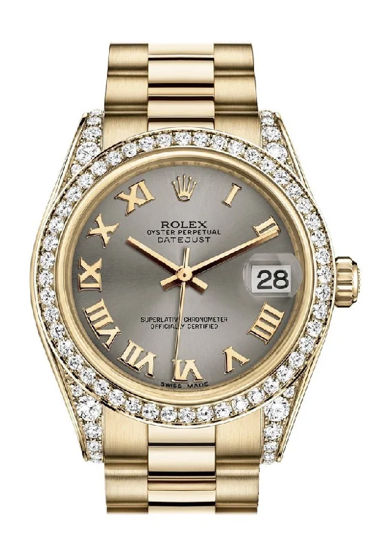 Rolex Datejust 31 Steel Roman Dial Diamond Bezel Lug 18K Yellow Gold President Ladies Watch 178158