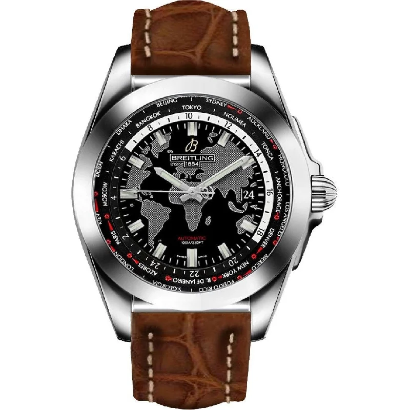 Breitling Men's WB3510U4-BD94-500P Galactic Unitime Brown Leather Watch